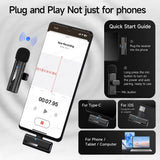 2-In-1 Wireless Lavalier Microphone for Iphone Android, Mini Pro Lapel Mic with Noise Reduction & Pickup for Vlog Live Recording