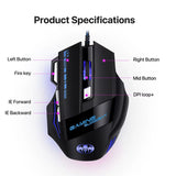 Computer Mouse Gamer Wired Gaming Mouse RGB Backlight Silent 7200 DPI Ergonomic Mice with LED Backlight 7 Buttons for PC Laptop