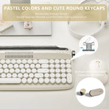 B309 Sand Beige Upgraded Retro Wireless Usb-C/Bluetooth Typewriter Keyboard with Cute round Keycaps&Integrated Stands