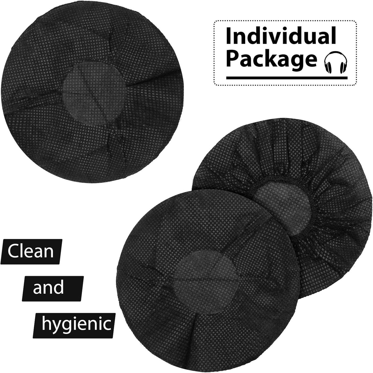 100 Pieces Headphone Ear Covers Disposable Earphone Sanitary Non-Woven Stretch Earpad Covers Fit for Most on Ear Headphones(11 Cm,Black)
