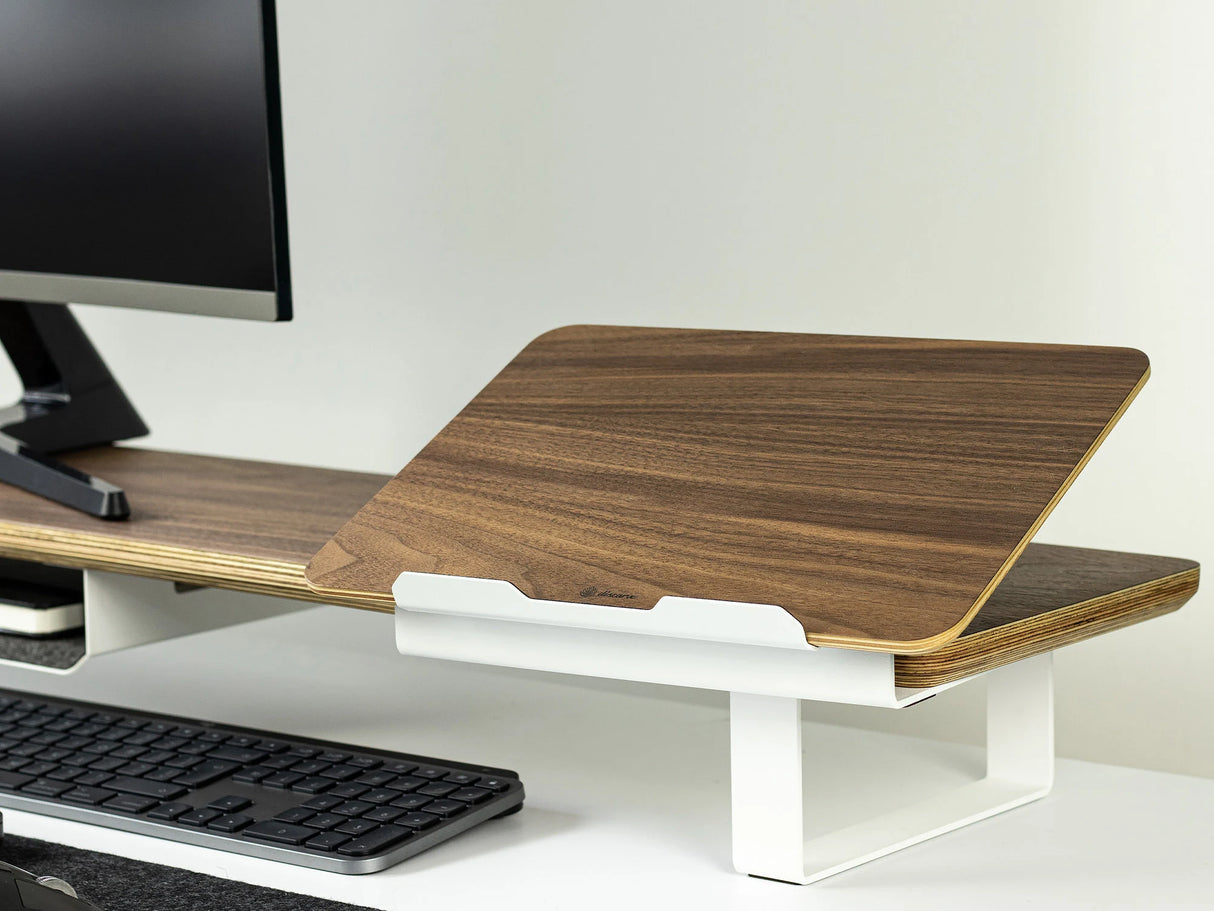Laptop Stand Wood and Steel Macbook Pro Stand Wooden Laptop Riser Desk Shelf for Macbook