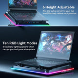 Gaming Laptop Cooling Pad with Powerful Turbofan, Laptop Fan Cooling Pad for Laptop 15-21 Inches, RGB Laptop Cooler Stand with 8 Height Adjustable, Infinitely Variable Speed, LCD Screen