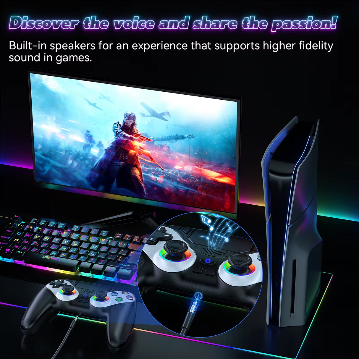 Ps5 Wireless Controller for PS5 Console Gaming with Turbo Touchpad Hall Trigger, Vibration Headphone Function Bluetooth Gamepad