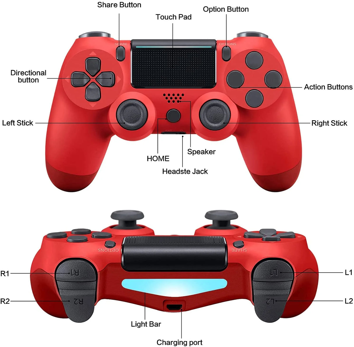 Wireless Controller Compatible with P4/P4 Pro/P4 Slim - Magma Red