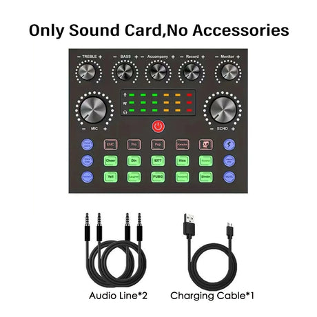 V8S Live Sound Card Podcast Equipment Live Broadcast DJ Device with BM800 Microphone Set for Music/Recording Live Streaming