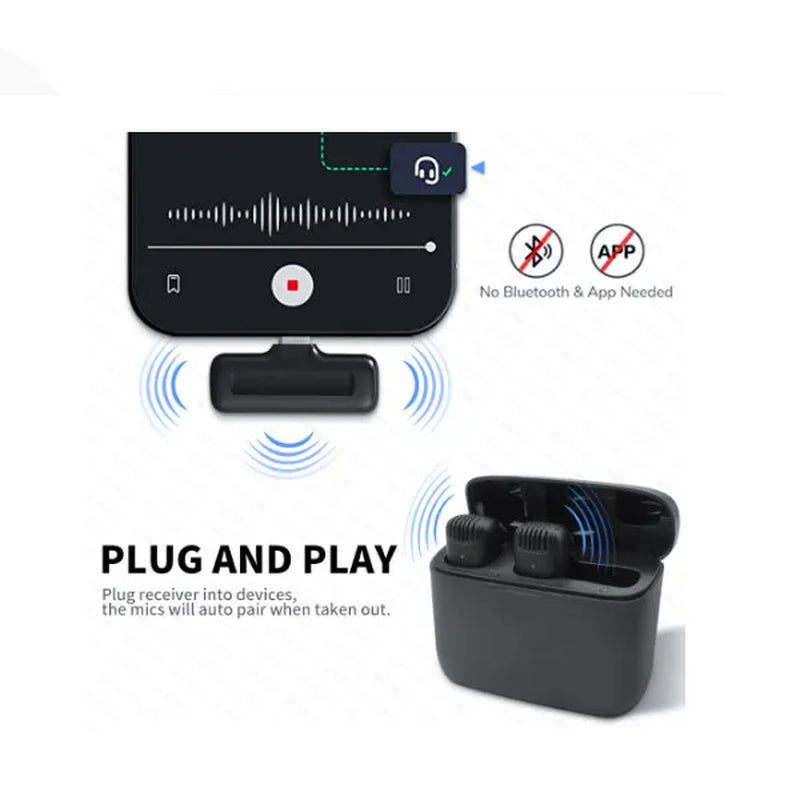 Wireless Lavalier Microphones for Iphone Ipad Leereel Plug and Play Lapel Mic with Charging Case for Interview Video Recording Tiktok Live Stream Noise Reduction