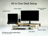 Laptop Stand Wood and Steel Macbook Pro Stand Wooden Laptop Riser Desk Shelf for Macbook