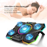 Laptop Cooling Pad, Gaming Laptop Cooler with 5 Quiet Fans and LED Lights (On...