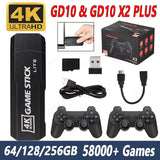 GD10 X2 plus Game Stick 4K HD Retro Video Game Console Wireless Controllers 64/128/256GB Built-In 58000 Games Support TF Card