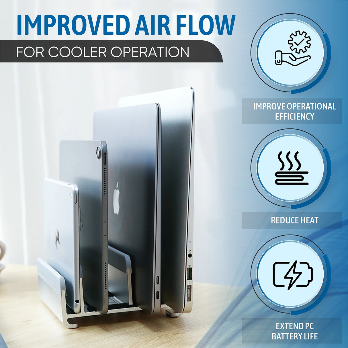 Vertical Laptop Stand Office Desk Accessories Laptop Organizer, Silver