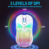2.4G USB and Type-C Wireless Gaming Mouse RGB Backlight Rechargeable Adjustable DPI Ergonomic Mice for PC Laptop Mac Android