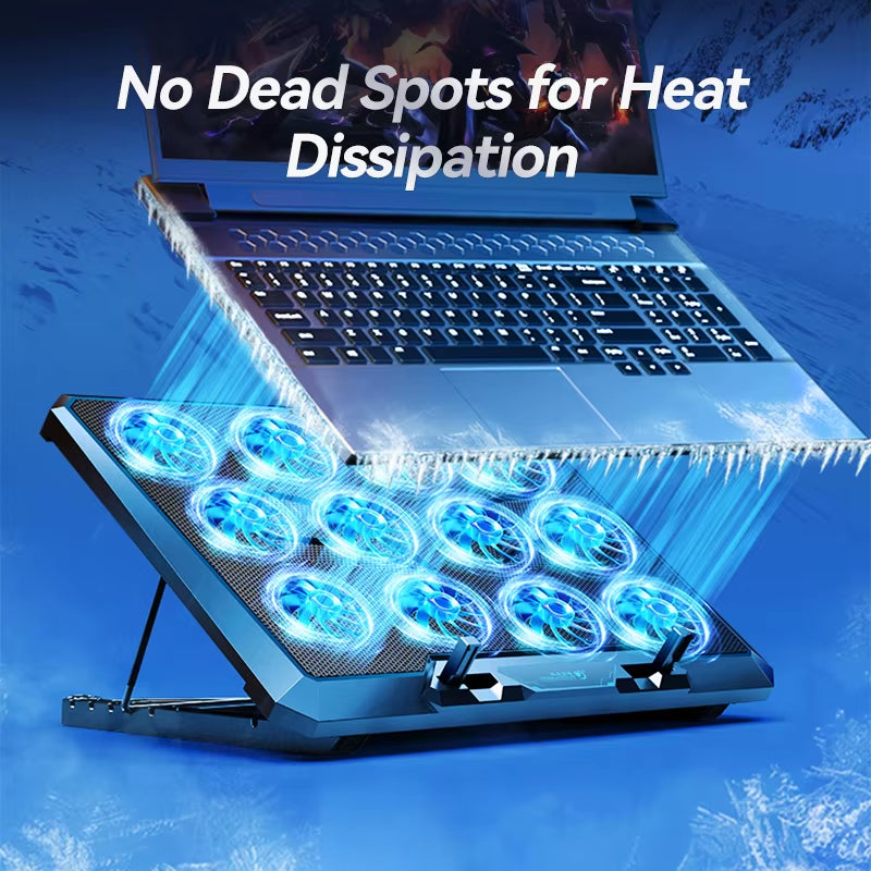Laptop Cooling Pad with 12 Quiet Fans,12-17.3 Inch Gaming Laptop Cooler Stand with Two USB Ports & Phone Holder