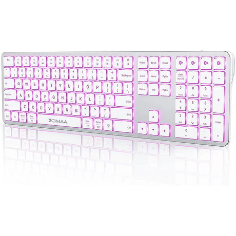 Backlit Bluetooth Keyboard for Win & Mac, Multi-Device Slim Rechargeable Wireless Keyboard for Laptop Computer