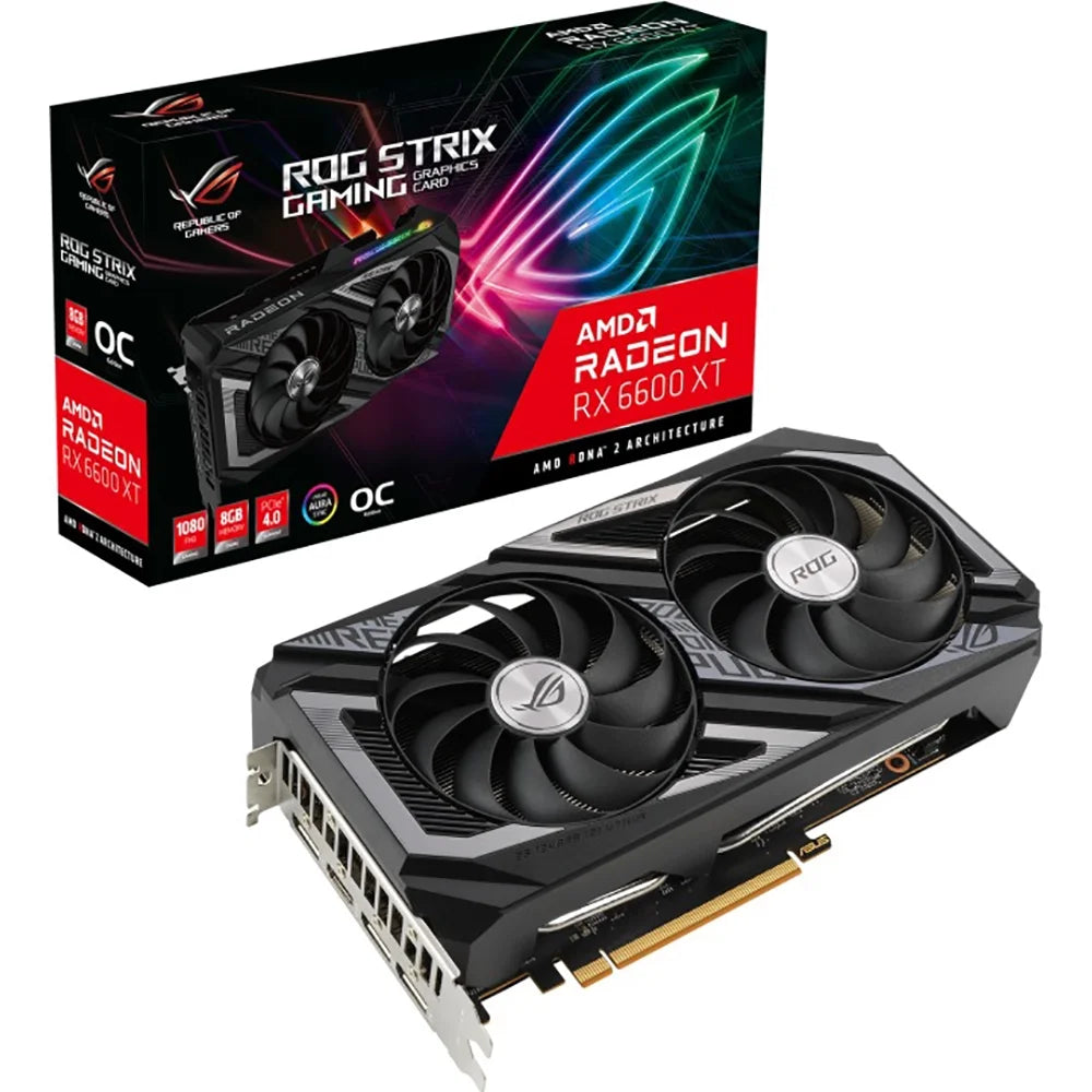 AMD Radeon 6600XT - PCI Express 4.0 8GB GDDR6 SDRAM Gaming Graphics Card, Black/Gray (ROG-STRIX-RX6600XT-O8G-GAMING)