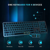 Backlit Bluetooth Keyboard for Win & Mac, Multi-Device Slim Rechargeable Wireless Keyboard for Laptop Computer