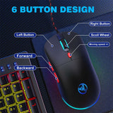 USB Wired Gaming Mouse,Usb Computer Mouse with 4 Adjustable DPI, RGB Backlit LED, Side Buttons, Ergonomic Design Mice for PC, Laptop, Windows, Mac, Vista, Linux, Gamer,Black