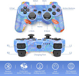 Controller, Wireless Controller, Game Controller Compatible for Play3 Remote with Charger and Thumb Gripss