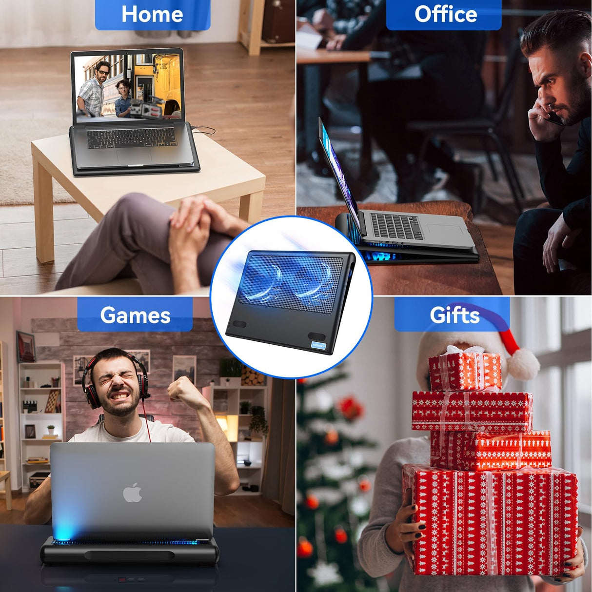 Tecknet Adjustable Laptop Cooling Pad with Dual Fans for Gaming and Study