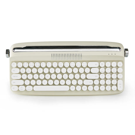 B309 Sand Beige Upgraded Retro Wireless Usb-C/Bluetooth Typewriter Keyboard with Cute round Keycaps&Integrated Stands