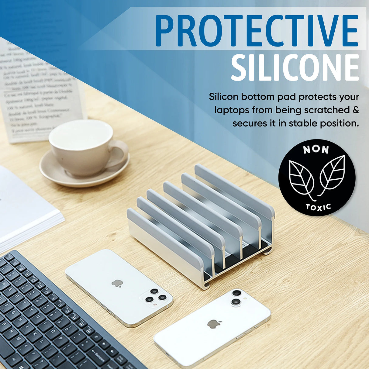 Vertical Laptop Stand Office Desk Accessories Laptop Organizer, Silver