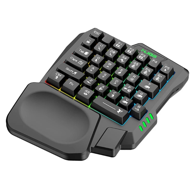 USB Keyboard One-Handed Wired 35 Keys Luminous Gaming Keyboards for Tablet Colorful Ergonomics Gamer Keypad Hand Rest