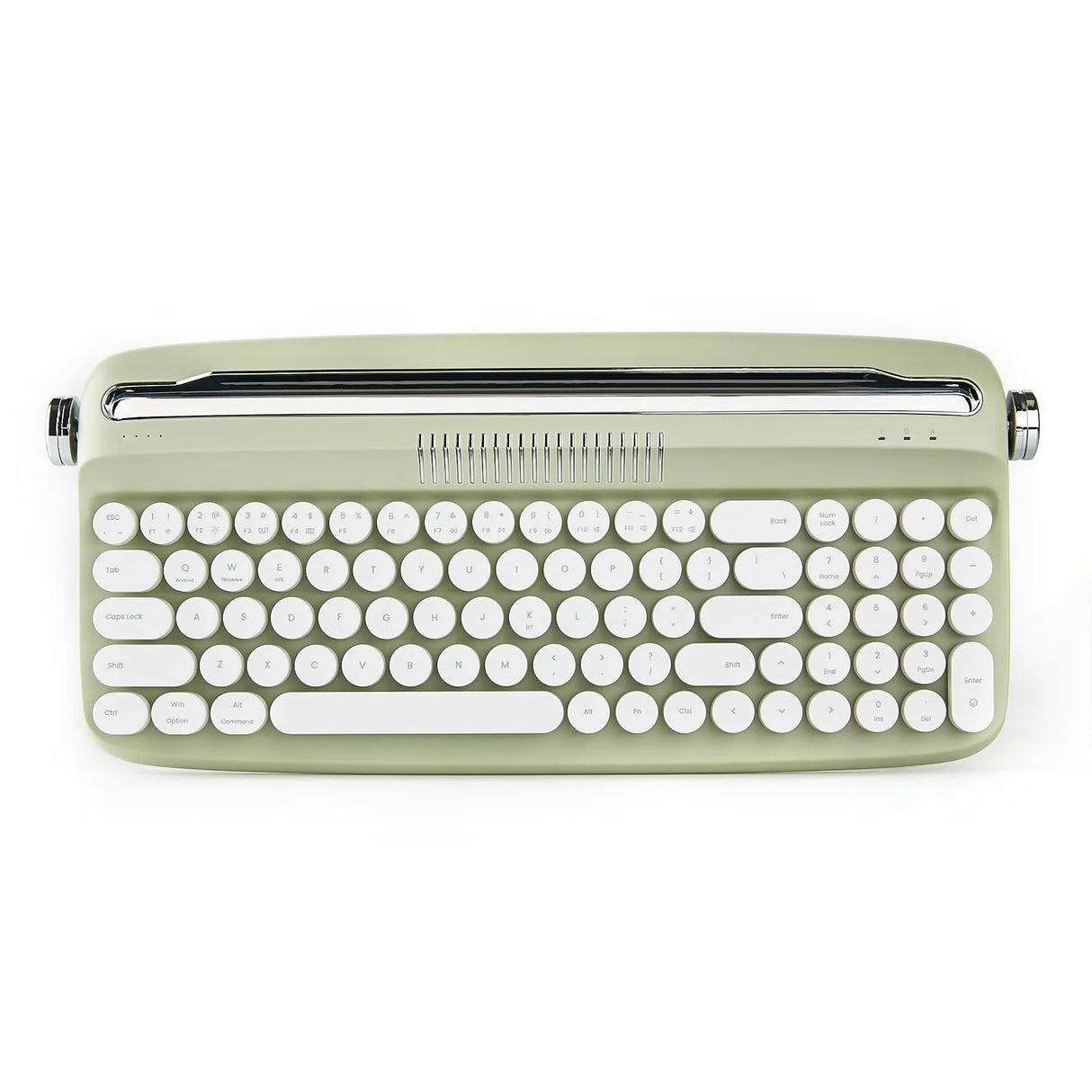 B309 Sand Beige Upgraded Retro Wireless Usb-C/Bluetooth Typewriter Keyboard with Cute round Keycaps&Integrated Stands