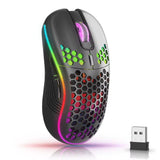 2.4G USB and Type-C Wireless Gaming Mouse RGB Backlight Rechargeable Adjustable DPI Ergonomic Mice for PC Laptop Mac Android