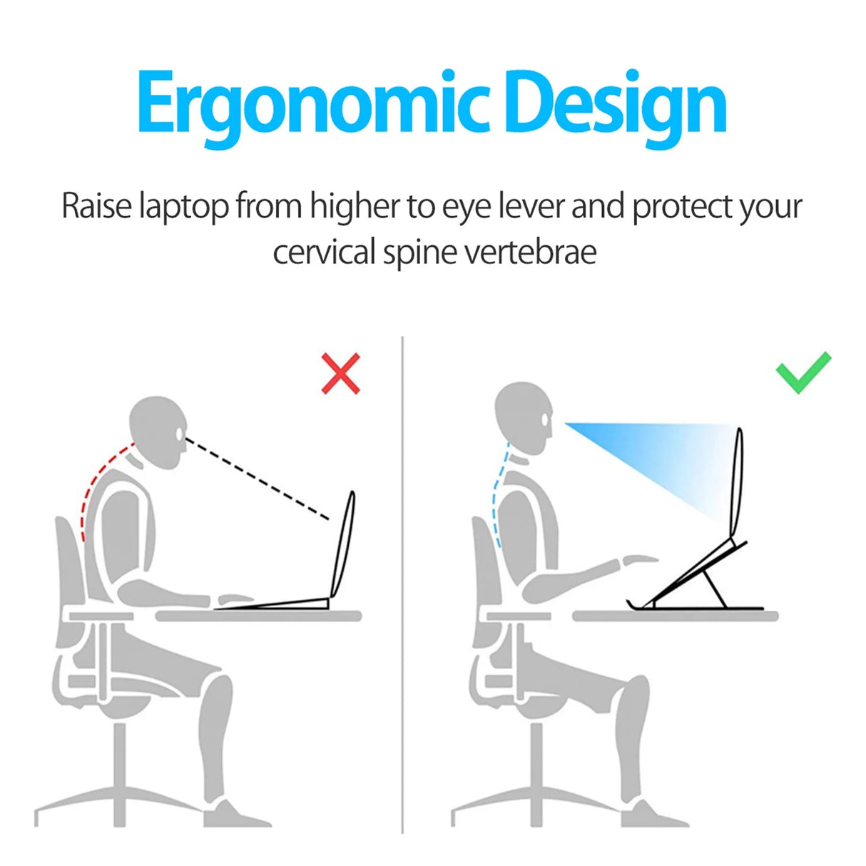 Laptop Stand, Laptop Holder Riser, Computer Tablet Stand, 6 Angles Adjustable Aluminum Ergonomic Foldable Portable Desktop Holder, Ventilated Cooling Notebook Stand for 10-15.6” Laptoptablet