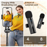 2-In-1 Wireless Lavalier Microphone for Iphone Android, Mini Pro Lapel Mic with Noise Reduction & Pickup for Vlog Live Recording
