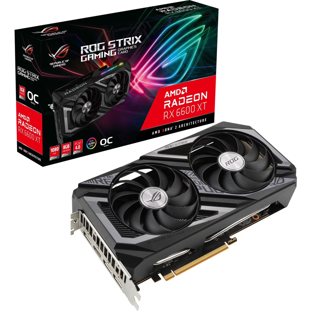 AMD Radeon 6600XT - PCI Express 4.0 8GB GDDR6 SDRAM Gaming Graphics Card, Black/Gray (ROG-STRIX-RX6600XT-O8G-GAMING)