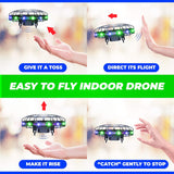 Scoot LED Hand Operated Drone for Kids or Adults - Hands Free Motion Sensor Mini Drones, Easy Indoor Flying Orb Ball Small UFO Toy for Boys and Girls (Green/Blue)