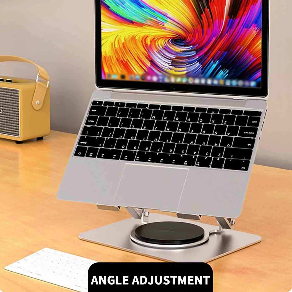 Clearance! Laptop Stand for Desk with 360° Rotating Base, Multi-Angle Adjustable Laptop Stands, Foldable Laptop Riser Compatible with 10 to 15.6 Inches PC Computer, White