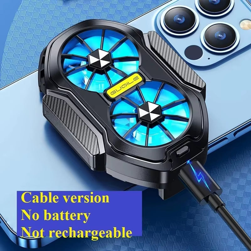 Universal Portable Dual Fan Rechargeable Mobile Phone Cooler Radiator Phone Cooling Fan for Iphone 15 Xiaomi 14 Samsung S24U