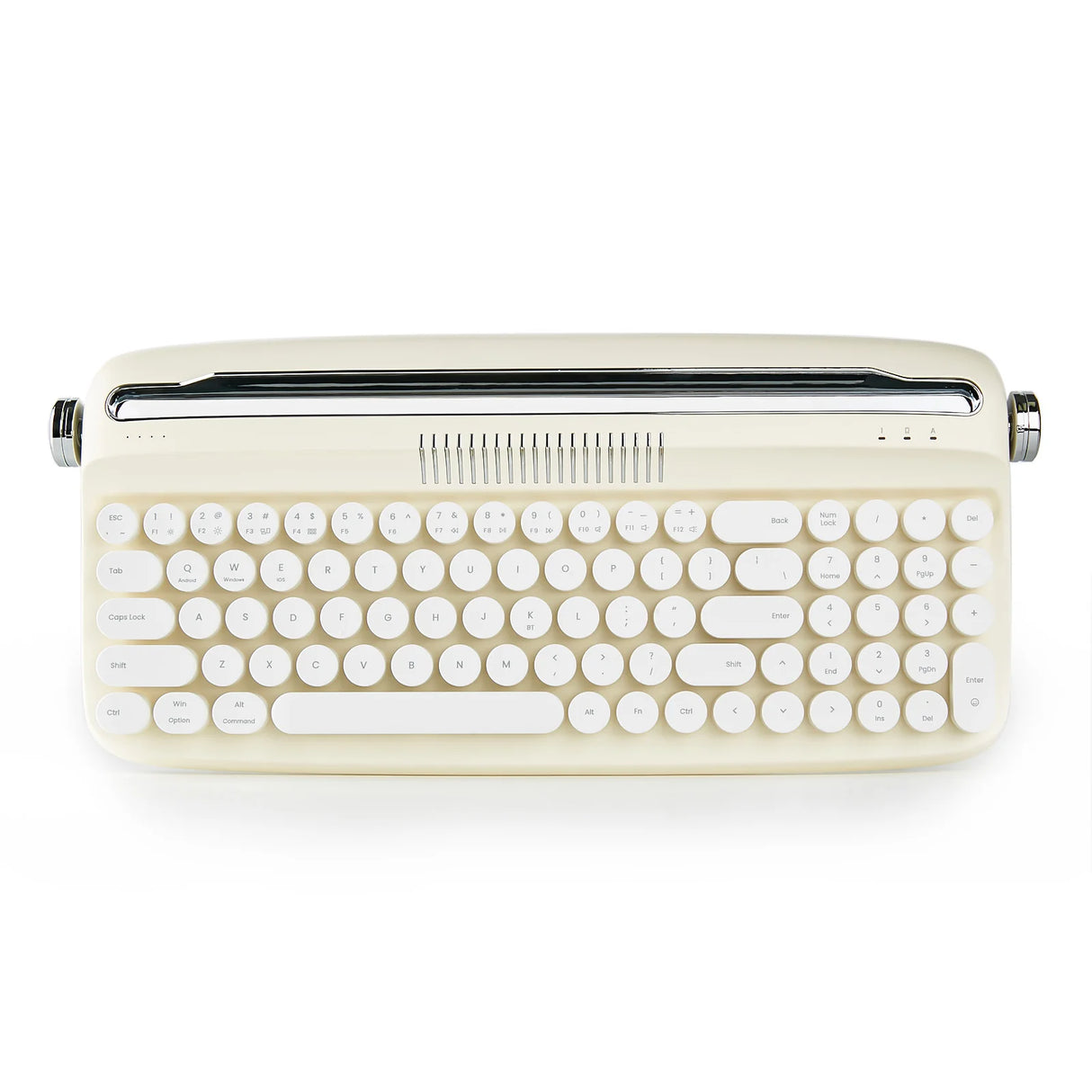 B309 Sand Beige Upgraded Retro Wireless Usb-C/Bluetooth Typewriter Keyboard with Cute round Keycaps&Integrated Stands