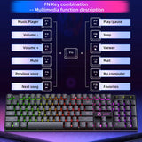 Wired Gaming Keyboard & Mouse Combo, RGB Backlit Mechanical Feel Gaming Keyboard