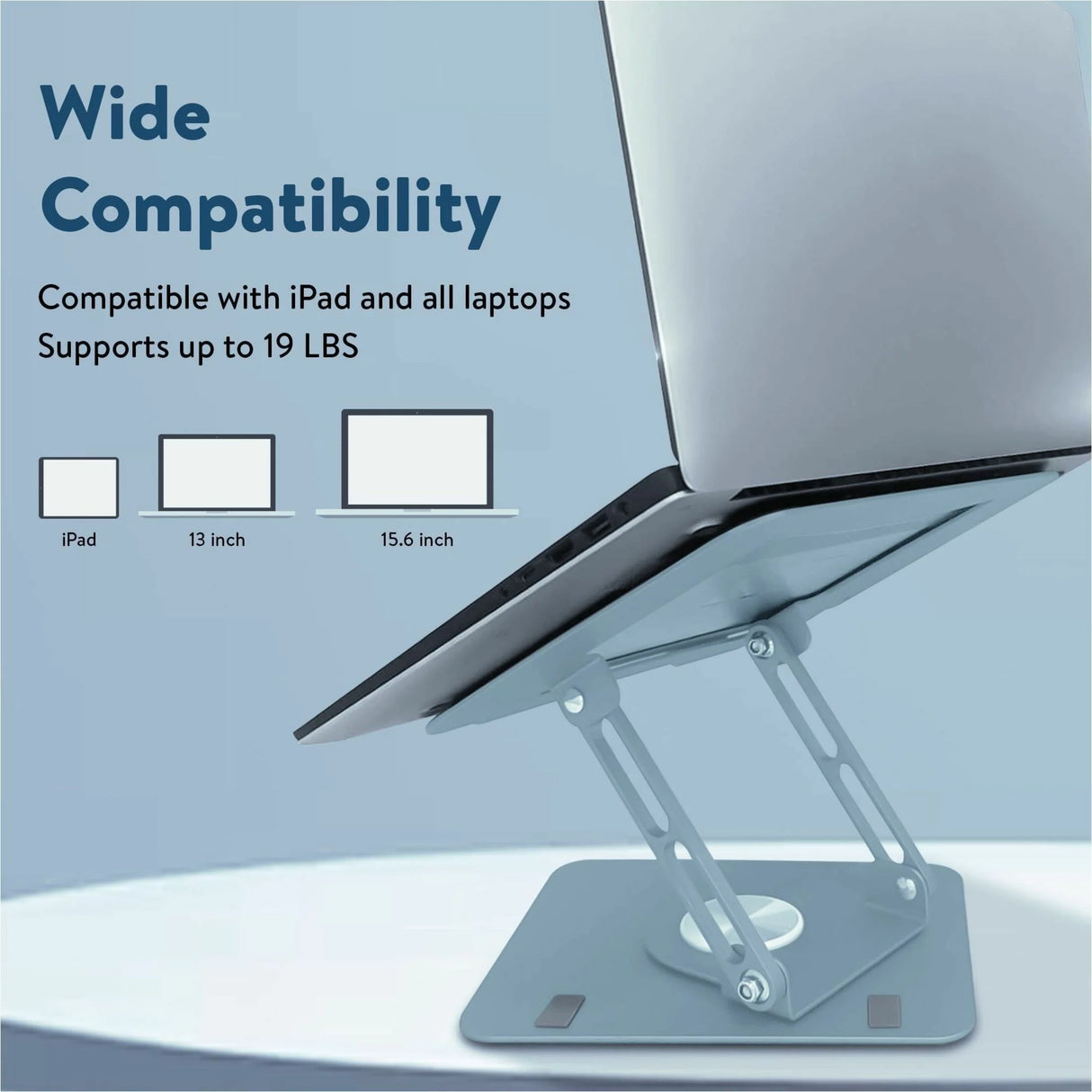 Swivel Laptop Stand for Desk – Adjustable Laptop Stand for Desk 360 Rotation – Raise, Tilt, Rotate, Cool Laptops with This Ergonomic Laptop Riser for Desk Ipad Stand Laptop Cooling Pad (Ocean Blue)