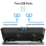 Gaming Laptop Cooler Large Size for 12-16 Inch Notebook Two USB Laptop Cooling Pads Wind Speed Adjustable Silent Laptop Stand