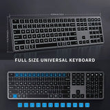 Backlit Bluetooth Keyboard for Win & Mac, Multi-Device Slim Rechargeable Wireless Keyboard for Laptop Computer