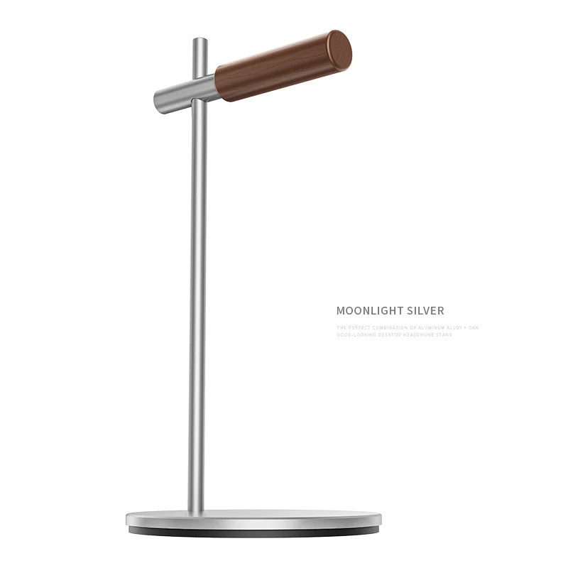 Headphone Stand Headset Holder Earphone Stand with Aluminum & Walnut Wood Desk Gaming Headphone Hook for VR