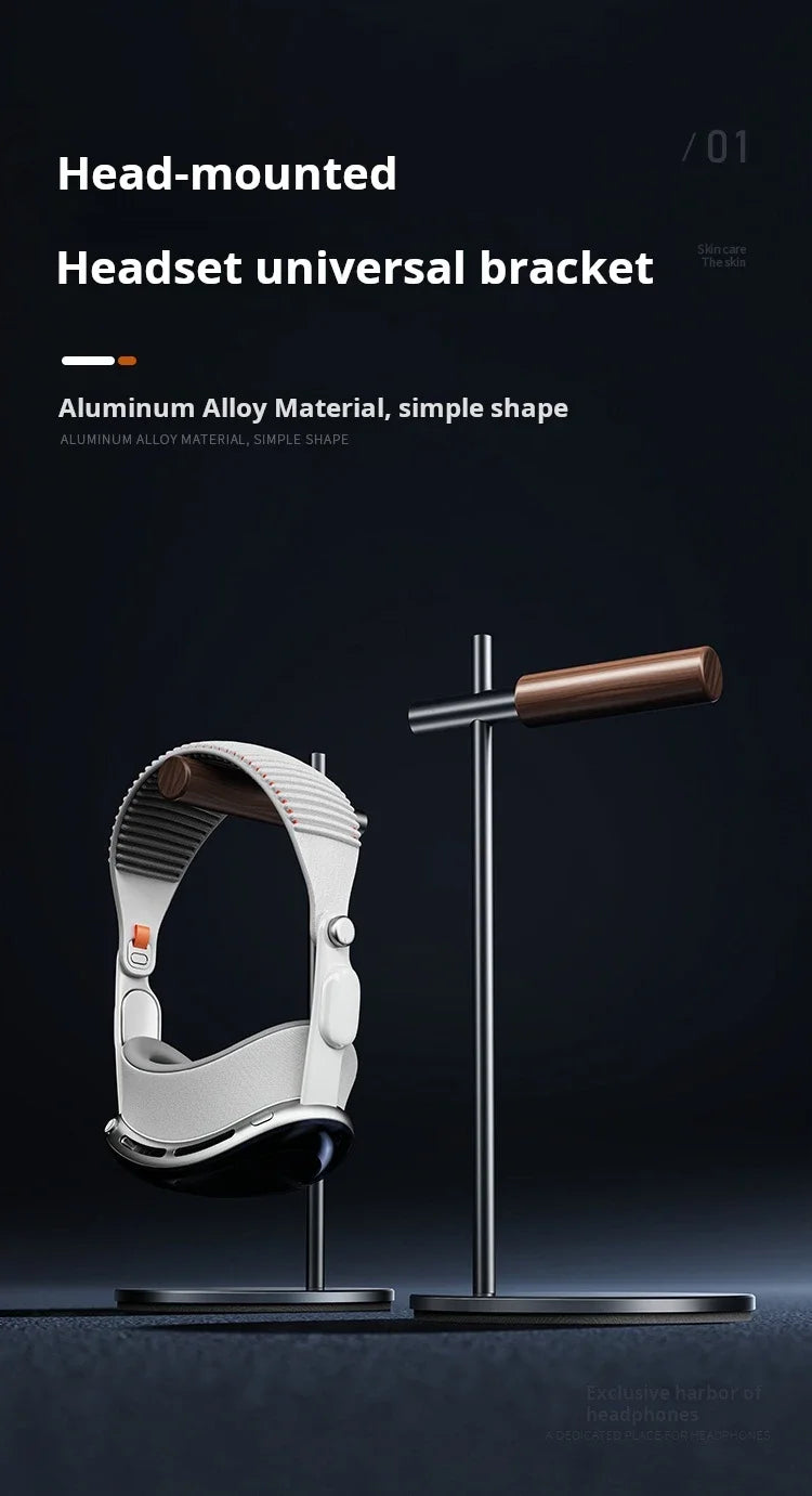 Headphone Stand Headset Holder Earphone Stand with Aluminum & Walnut Wood Desk Gaming Headphone Hook for VR