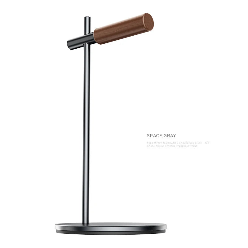 Headphone Stand Headset Holder Earphone Stand with Aluminum & Walnut Wood Desk Gaming Headphone Hook for VR