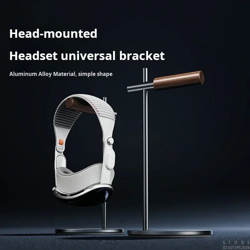 Headphone Stand Headset Holder Earphone Stand with Aluminum & Walnut Wood Desk Gaming Headphone Hook for VR