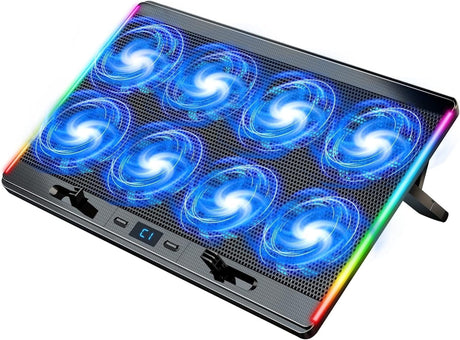 Laptop Cooling Pad with 8 Quiet Fans 7 Angles 2 USB Port, Laptop Cooler for 12.1-17.3" Laptop