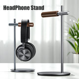 Headphone Stand Headset Holder Earphone Stand with Aluminum & Walnut Wood Desk Gaming Headphone Hook for VR