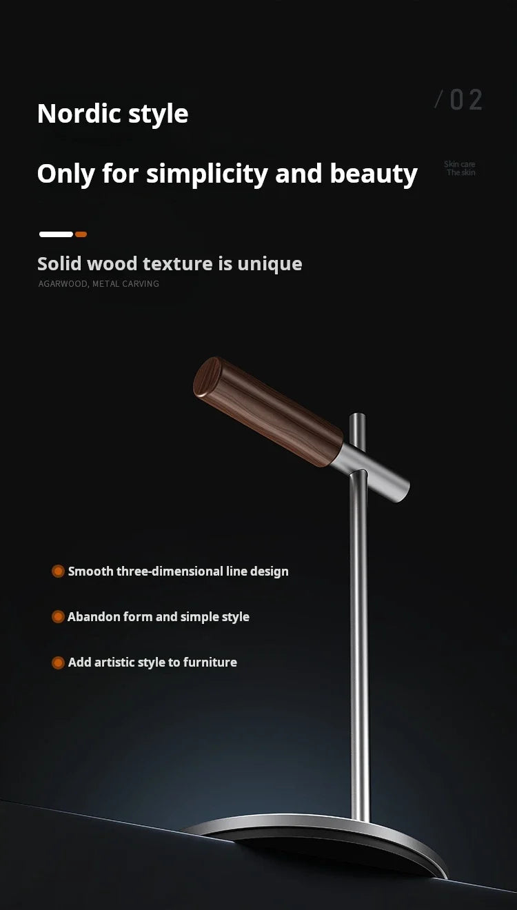Headphone Stand Headset Holder Earphone Stand with Aluminum & Walnut Wood Desk Gaming Headphone Hook for VR