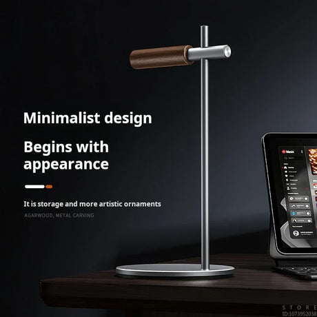 Headphone Stand Headset Holder Earphone Stand with Aluminum & Walnut Wood Desk Gaming Headphone Hook for VR