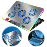 Laptop Cooling Pad with 5 Quiet Fans Laptop Cooling Stand Height Adjustable RGB for 11-17.3in Computer PC Notebook Gaming Laptop