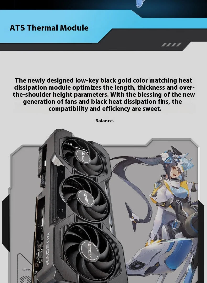 ASUS ATS RX6750GRE V2 10G Graphics Card AMD GPU GDDR6 160Bit Video Memory 2K High Refresh Rate Gaming Video Card placa de vídeo