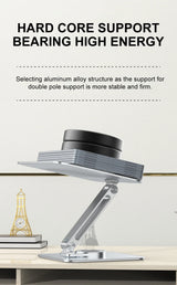 Premium Aluminum Laptop Stand: 360° Adjustable Rotation & Anti-Slip Silicone Base for Ergonomic Workspace Stability ﻿