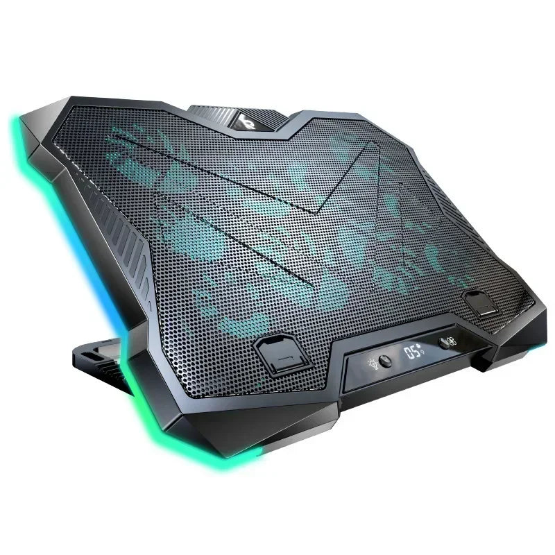 D11 Gaming Laptop Cooler 10 Fans Foldable Adjustable Notebook Stand Heat Dissipation Holder for 12-18'' Cooling Pad W/ RGB Light